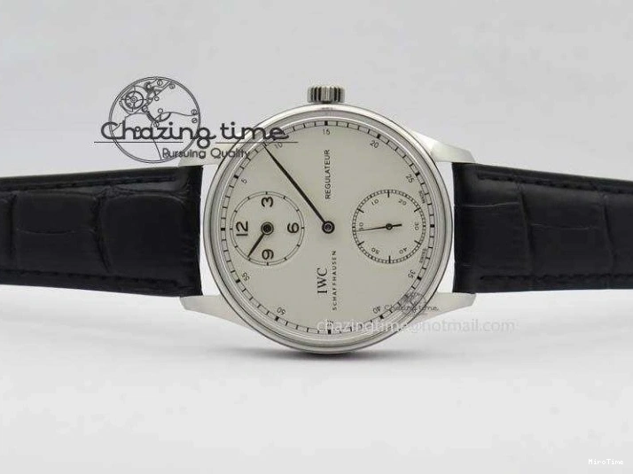 MIROTIME 0424 Effortless Portuguese IW544404 SS White Dial On Black Leather Strap A 7257